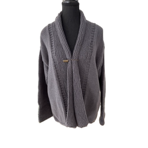 PURE HANDKNIT Chunky Knit Open Front Cardigan Cozy NWT Neutral Layer Lagenlook